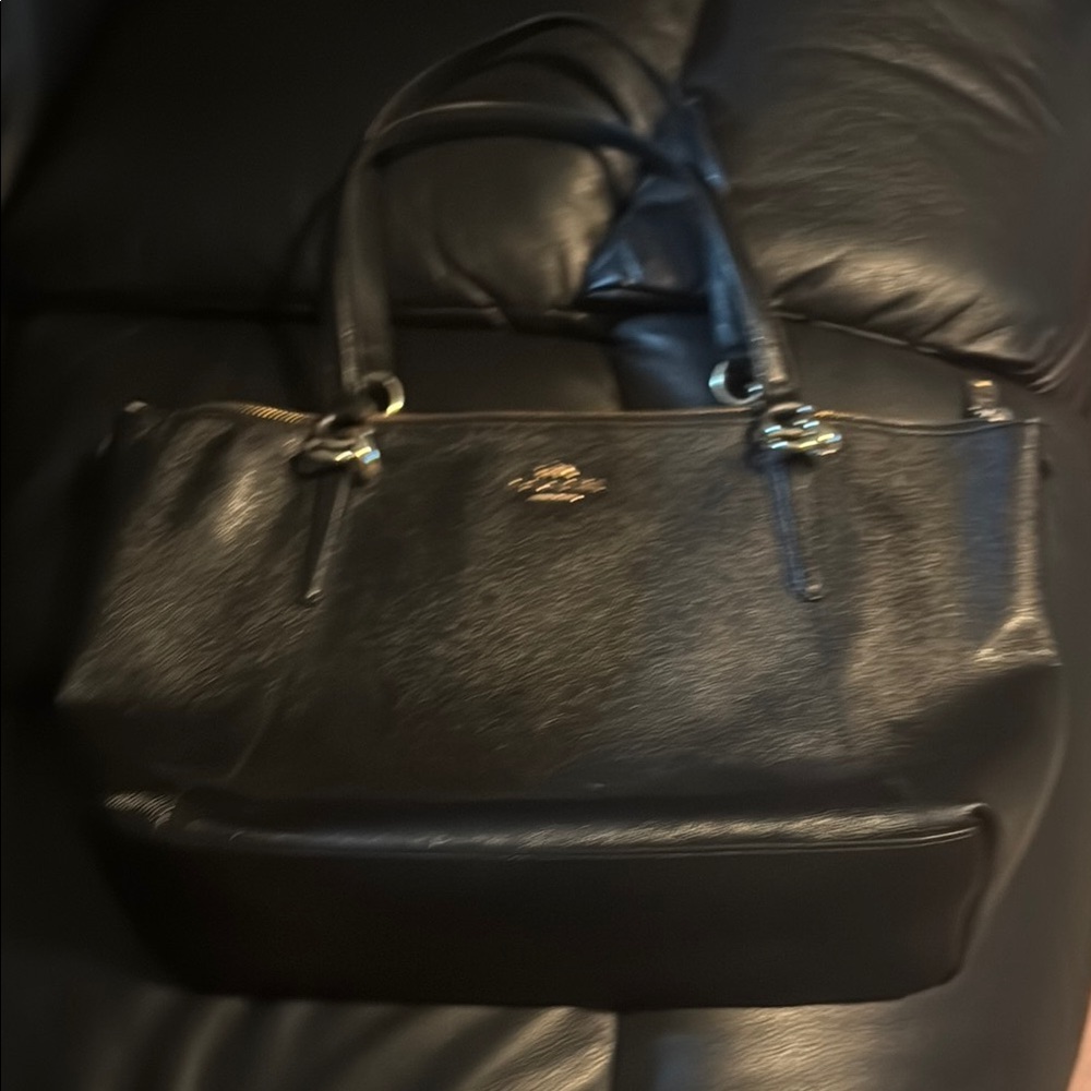 Coach Black Leather Structured Tote
